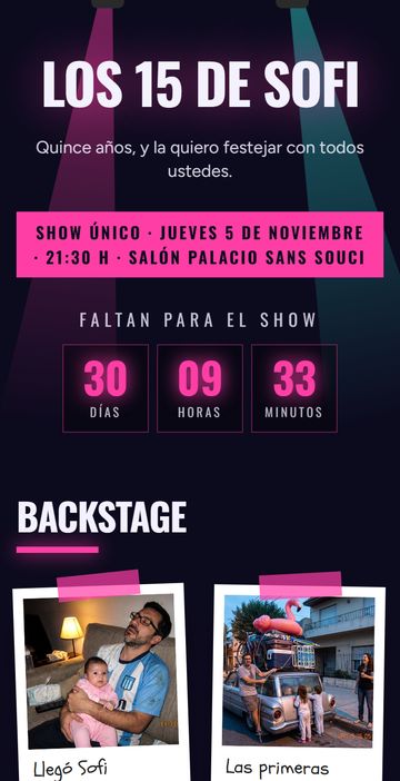 La invitación digital de 15 años