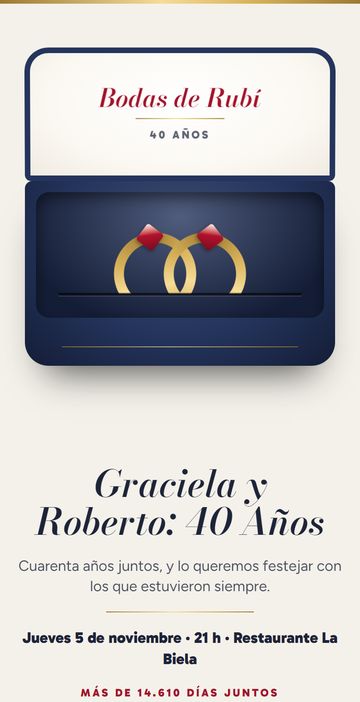 La invitación digital de aniversario de casados