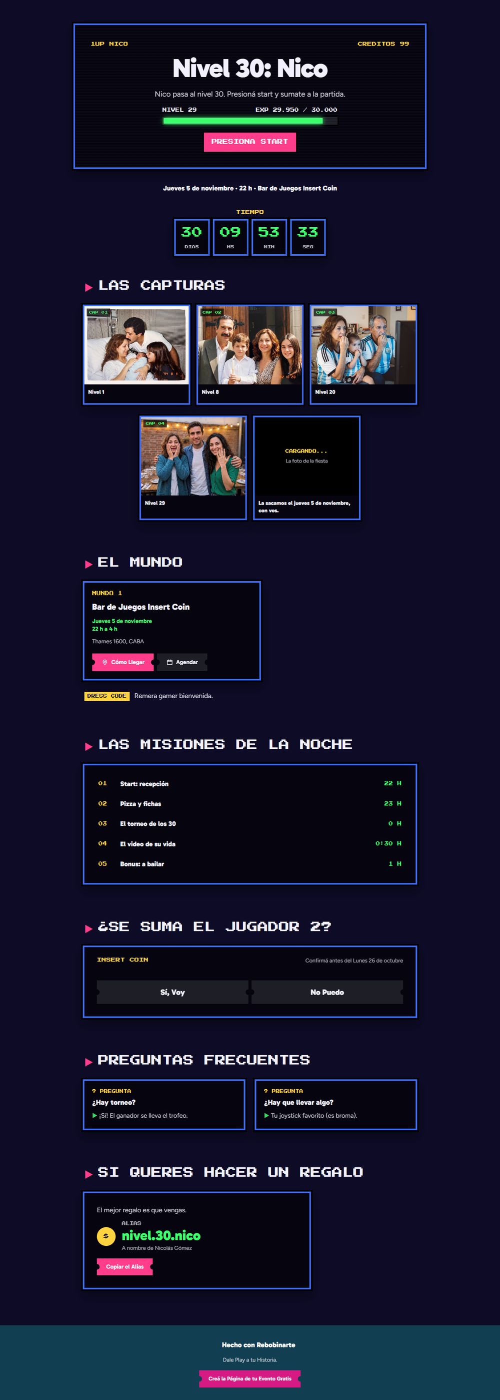 La invitación digital gamer, estilo videojuego, vista en una computadora