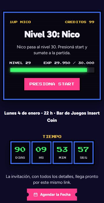 El save the date del estilo Arcade