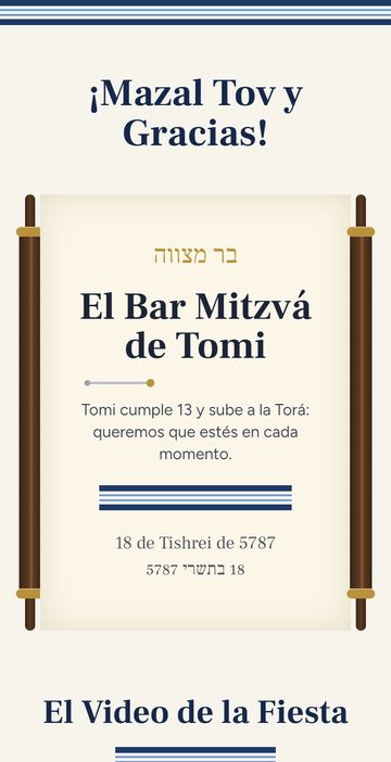 Después: la invitación digital de bar mitzvá, estilo Bar Mitzvá