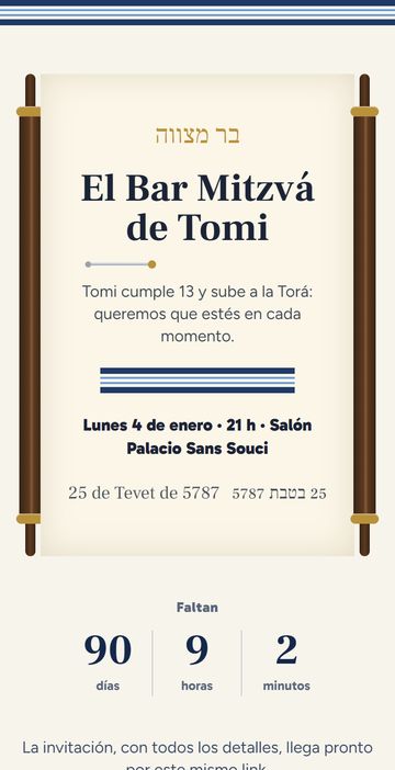El save the date del estilo Bar Mitzvá