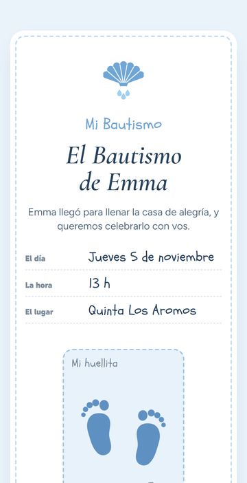 La invitación digital de bautismo, estilo Bautismo