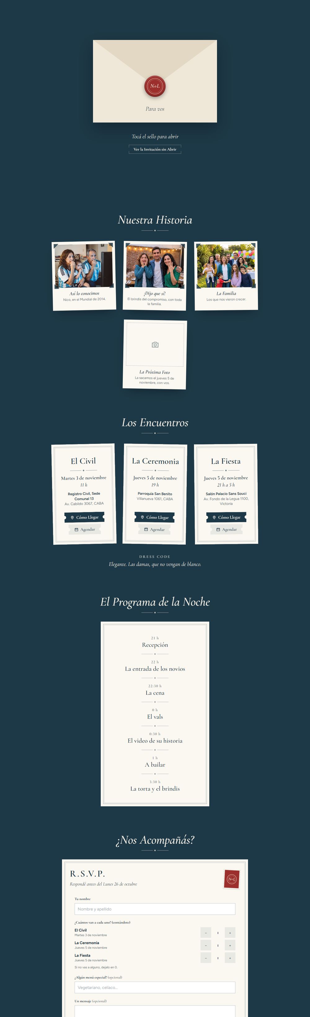La invitación digital de casamiento, vista en una computadora