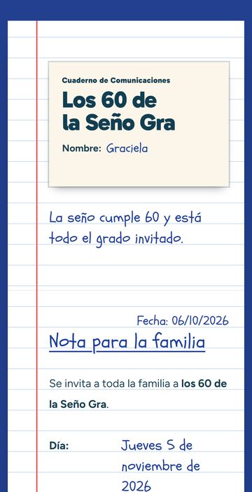 La invitación digital estilo cuaderno escolar