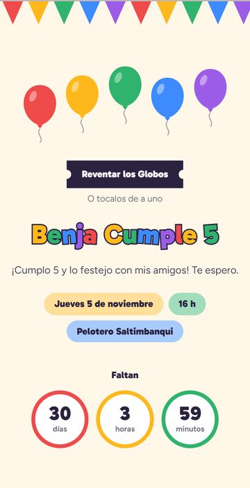La invitación digital de cumpleaños infantil