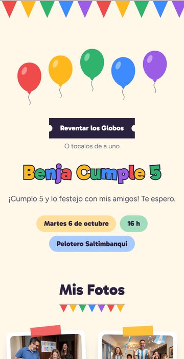 El Día: la invitación digital de cumpleaños infantil, estilo Cumple Infantil