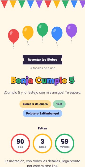 El save the date del estilo Cumple Infantil