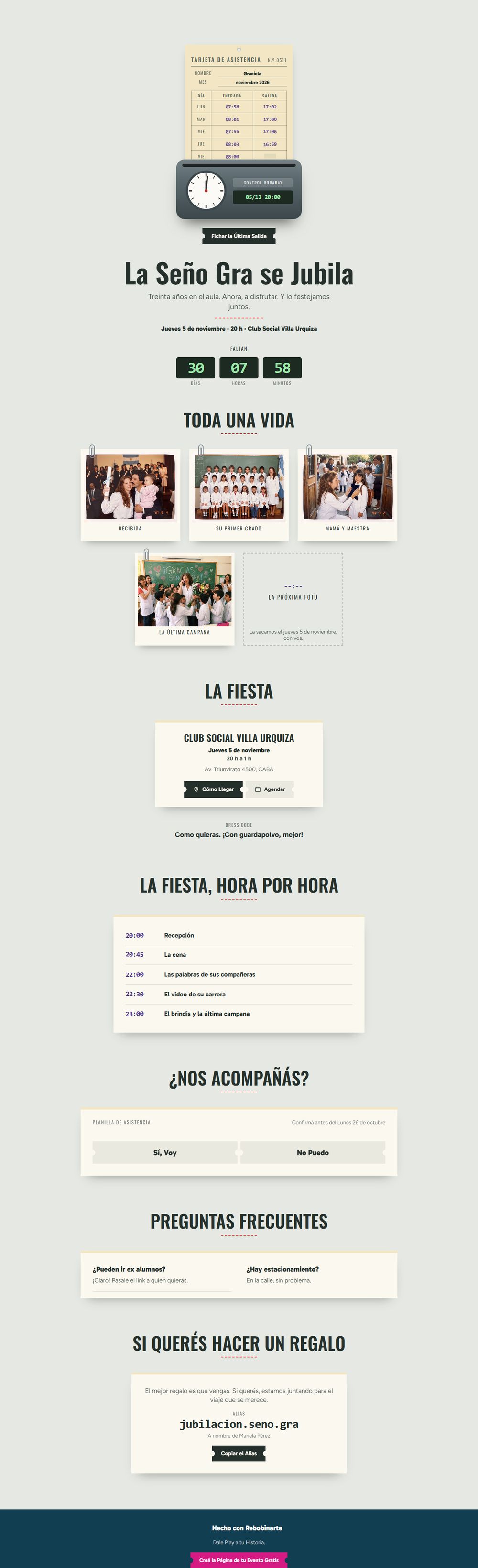 La invitación digital de jubilación, vista en una computadora