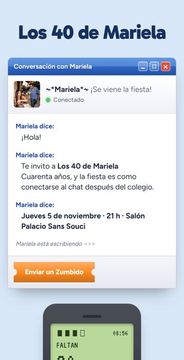 La invitación digital de cumpleaños estilo años 2000, estilo Los 2000