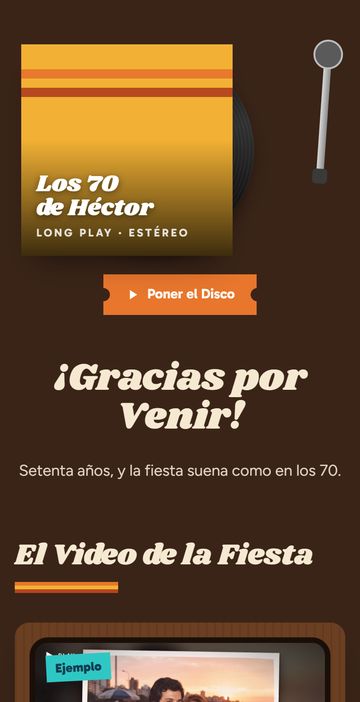 Después: la invitación digital de cumpleaños estilo años 70, estilo Los 70