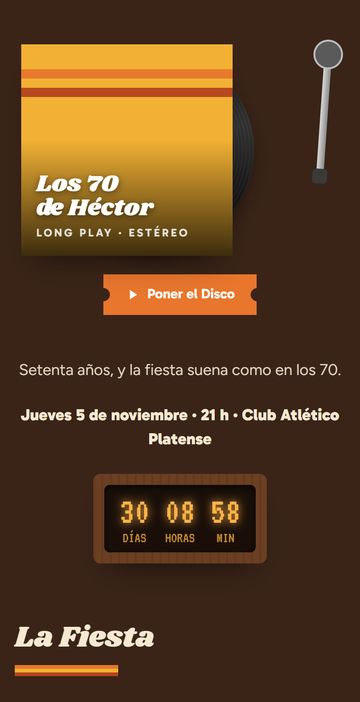 La invitación digital de cumpleaños estilo años 70, estilo Los 70