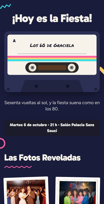 El Día: la invitación digital de cumpleaños estilo años 80, estilo Los 80